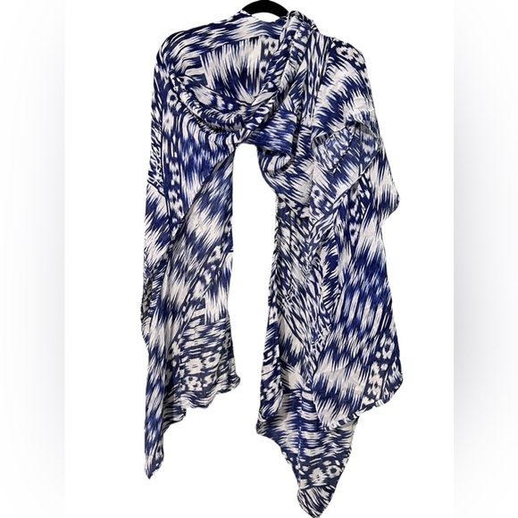 Michael Stars Lightweight Blue White Open Coverup Wrap Shawl One Size - Picture 3 of 6